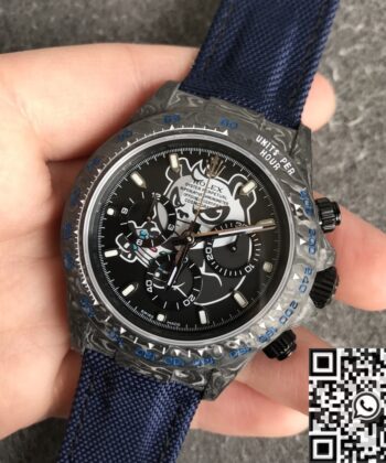 JH Custom Rolex Daytona Carbon Fiber Case Panda Dial Watch