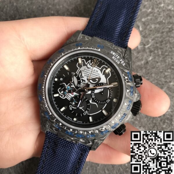 JH Custom Rolex Daytona Carbon Fiber Case Panda Dial Watch