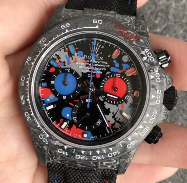 JH Custom Daytona Watch Rolex Carbon Fiber Case Color Dial