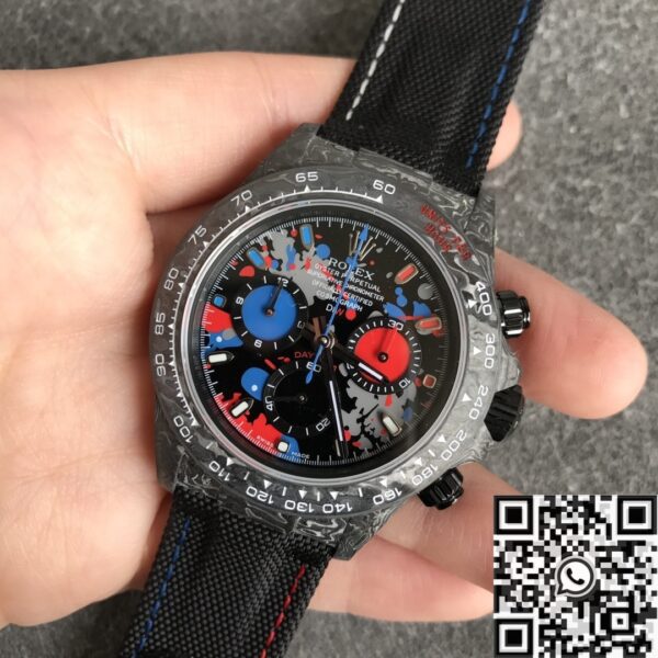 JH Custom Daytona Watch Rolex Carbon Fiber Case Color Dial
