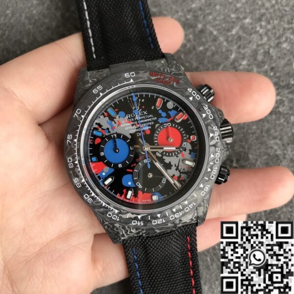JH Custom Daytona Watch Rolex Carbon Fiber Case Color Dial