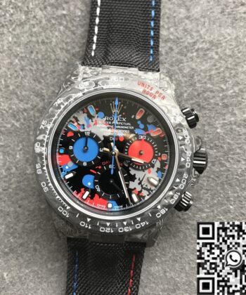 JH Custom Daytona Watch Rolex Carbon Fiber Case Color Dial