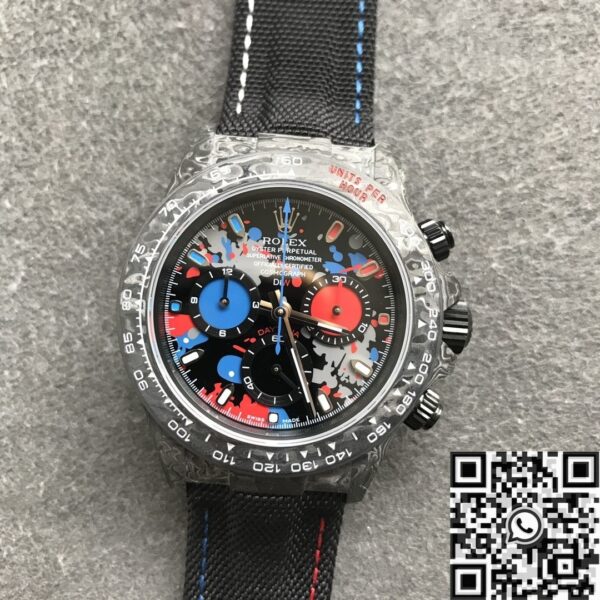 JH Custom Daytona Watch Rolex Carbon Fiber Case Color Dial