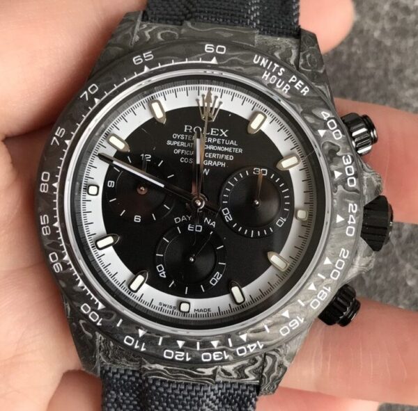 Custom Rolex Daytona Replica Carbon Fiber Case Black Dial
