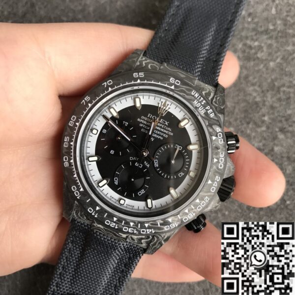 Custom Rolex Daytona Replica Carbon Fiber Case Black Dial
