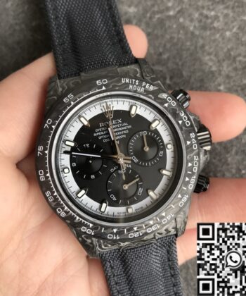 Custom Rolex Daytona Replica Carbon Fiber Case Black Dial