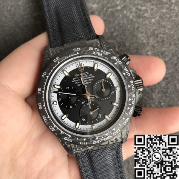 Custom Rolex Daytona Replica Carbon Fiber Case Black Dial