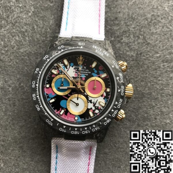 Custom Daytona Watch Rolex Carbon Fiber Case JH