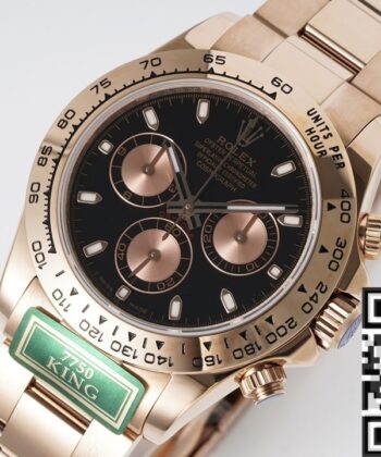 Black Dial Daytona Rolex M116505-0008 Rose Gold 904L Watch