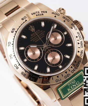 Black Dial Daytona Rolex M116505-0008 Rose Gold 904L Watch