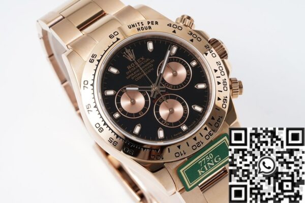 Black Dial Daytona Rolex M116505-0008 Rose Gold 904L Watch