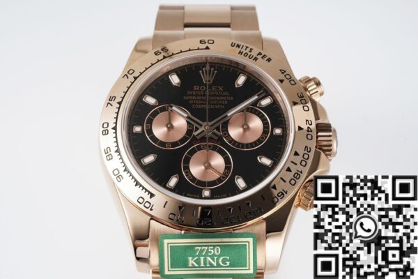 Black Dial Daytona Rolex M116505-0008 Rose Gold 904L Watch