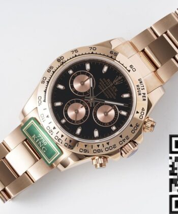 Black Dial Daytona Rolex M116505-0008 Rose Gold 904L Watch
