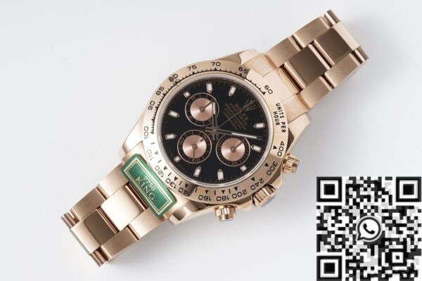 Black Dial Daytona Rolex M116505-0008 Rose Gold 904L Watch