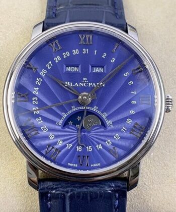 OM Factory Blancpain Watch Villeret 6654-1529-55B Blue 40mm