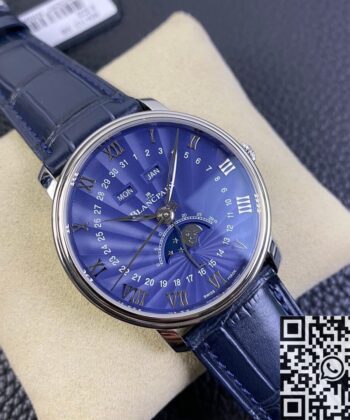 OM Factory Blancpain Watch Villeret 6654-1529-55B Blue 40mm