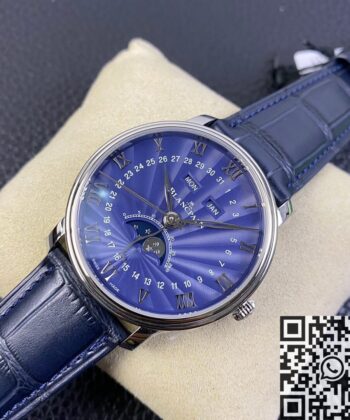 OM Factory Blancpain Watch Villeret 6654-1529-55B Blue 40mm
