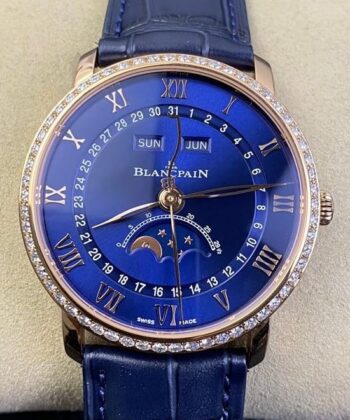 OM Factory Villeret Watch Blancpain 6654 Blue Dial Size 40mm