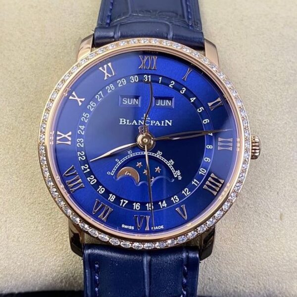 OM Factory Villeret Watch Blancpain 6654 Blue Dial Size 40mm
