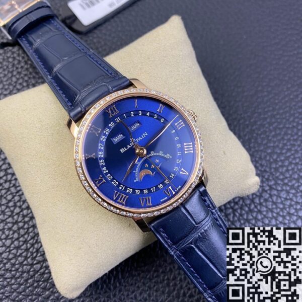 OM Factory Villeret Watch Blancpain 6654 Blue Dial Size 40mm