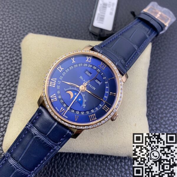 OM Factory Villeret Watch Blancpain 6654 Blue Dial Size 40mm
