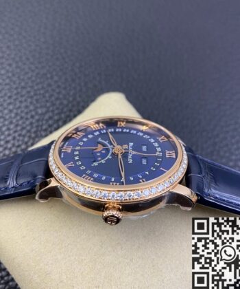 OM Factory Villeret Watch Blancpain 6654 Blue Dial Size 40mm
