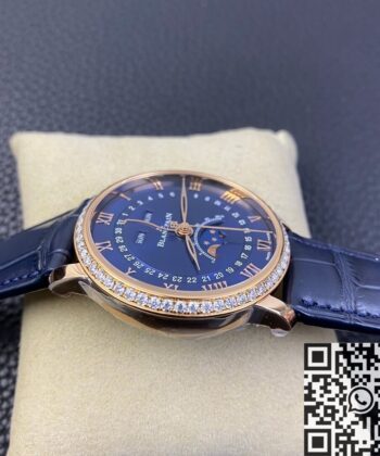 OM Factory Villeret Watch Blancpain 6654 Blue Dial Size 40mm
