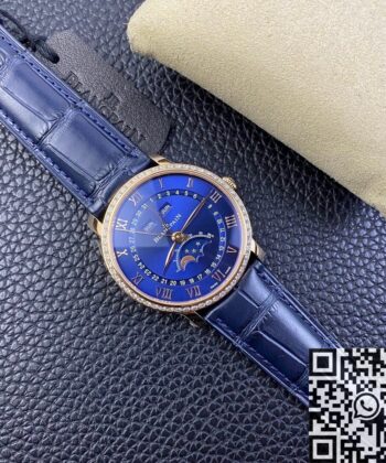 OM Factory Villeret Watch Blancpain 6654 Blue Dial Size 40mm