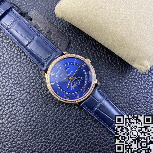OM Factory Villeret Watch Blancpain 6654 Blue Dial Size 40mm