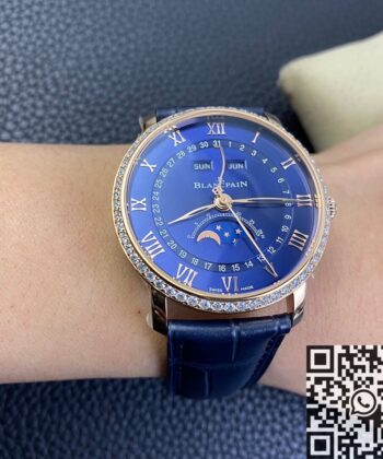 OM Factory Villeret Watch Blancpain 6654 Blue Dial Size 40mm