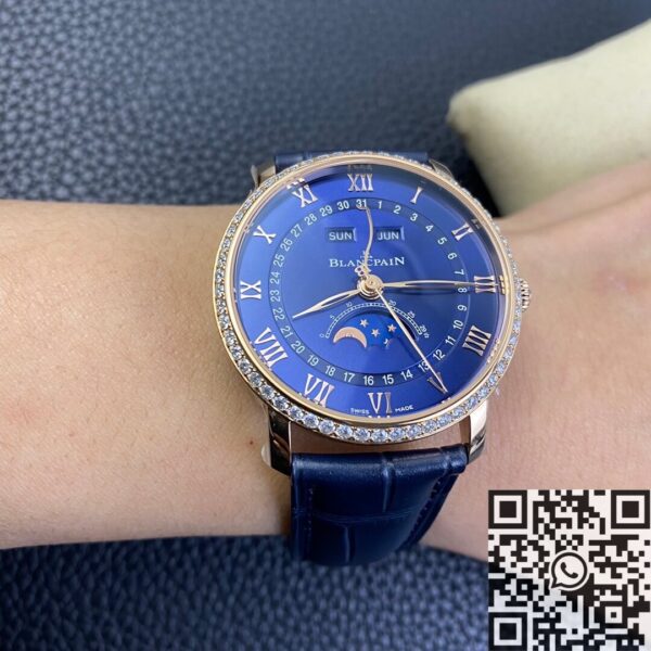 OM Factory Villeret Watch Blancpain 6654 Blue Dial Size 40mm