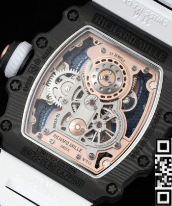 RM21-01 Watch Richard Mille Tourbillon White Strap RM Factory