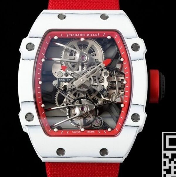 RM27-02 Watch Richard Mille Tourbillon Red Nylon Strap RM