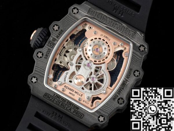 RM21-01 Tourbillon Black Strap Richard Mille Watch RM Factory