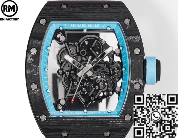 Richard Mille RM055 Blue Bezel Carbon Fiber Case RM Factory