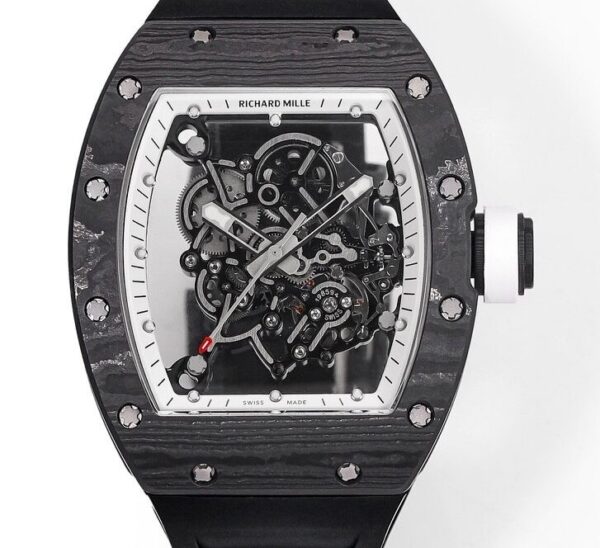 Richard Mille RM055 Watches Black Carbon Fiber Case RM