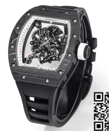 Richard Mille RM055 Watches Black Carbon Fiber Case RM