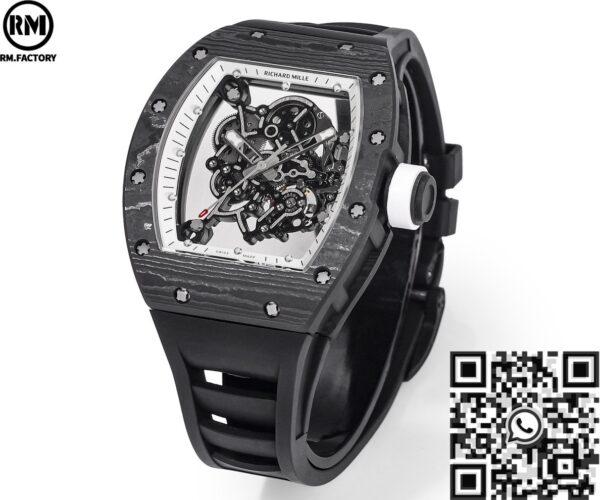 Richard Mille RM055 Watches Black Carbon Fiber Case RM
