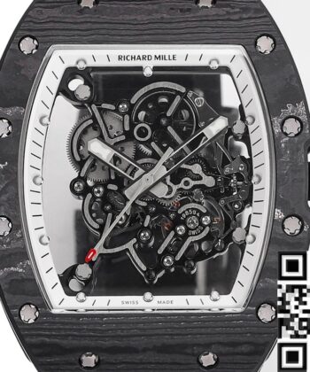 Richard Mille RM055 Watches Black Carbon Fiber Case RM
