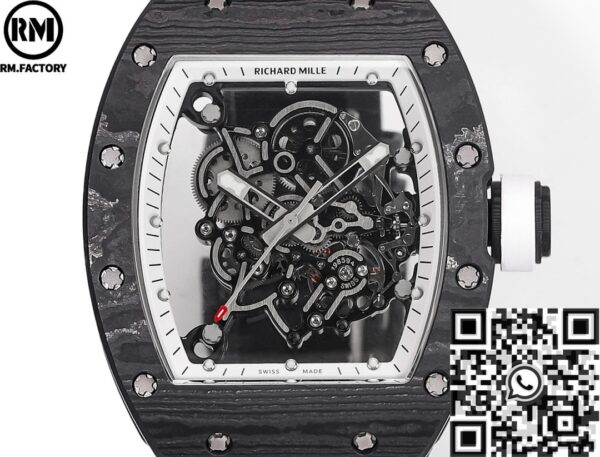 Richard Mille RM055 Watches Black Carbon Fiber Case RM