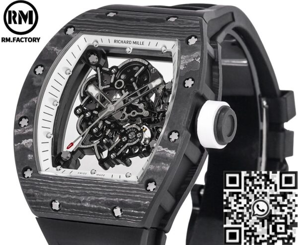 Richard Mille RM055 Watches Black Carbon Fiber Case RM