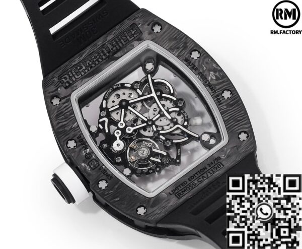 Richard Mille RM055 Watches Black Carbon Fiber Case RM