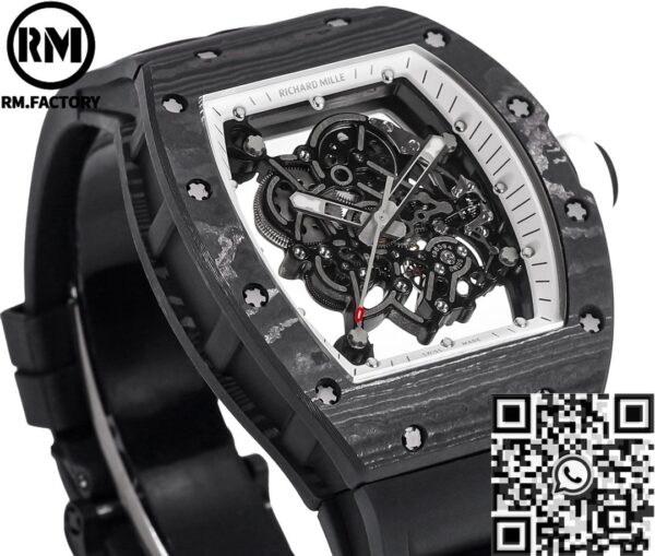 Richard Mille RM055 Watches Black Carbon Fiber Case RM