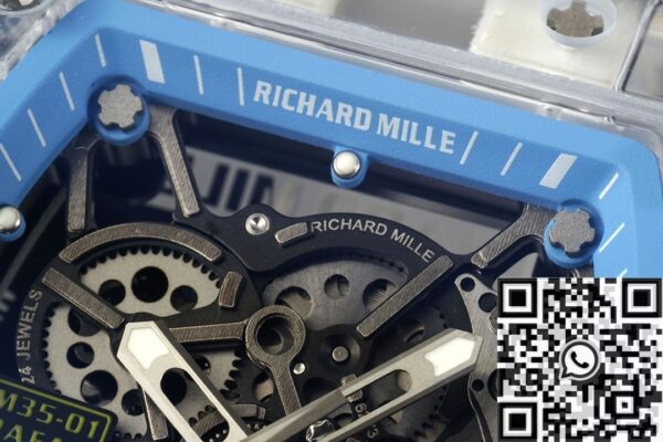 RM35-01 Watch RM Factory Richard Mille Blue Dial White Rubber