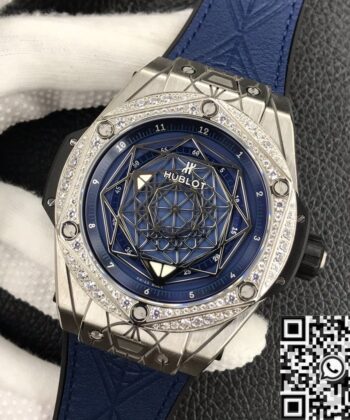 Hublot Big Bang Diamond​ Blue Dial Set Watch WWF Factory