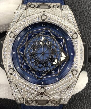 Big Bang Hublot Watch Full Diamond Blue Dial WWF Factory