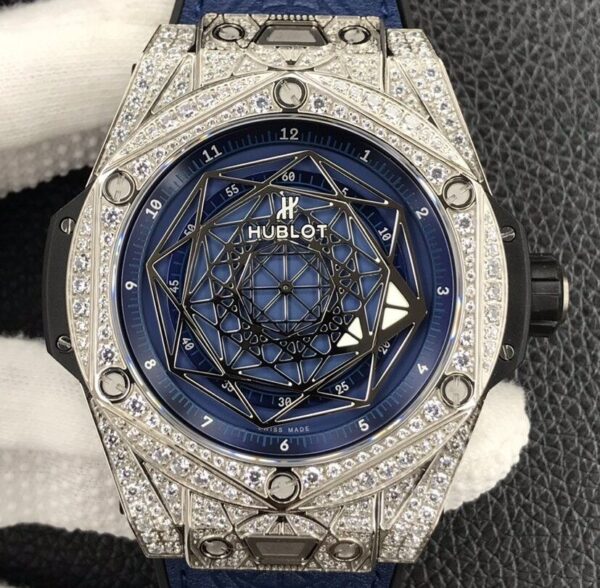 Big Bang Hublot Watch Full Diamond Blue Dial WWF Factory