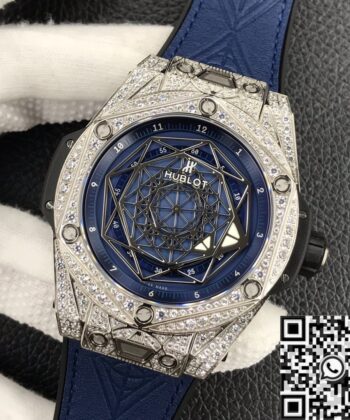 Big Bang Hublot Watch Full Diamond Blue Dial WWF Factory