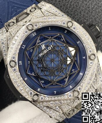 Big Bang Hublot Watch Full Diamond Blue Dial WWF Factory