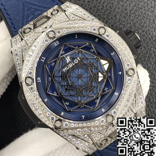 Big Bang Hublot Watch Full Diamond Blue Dial WWF Factory